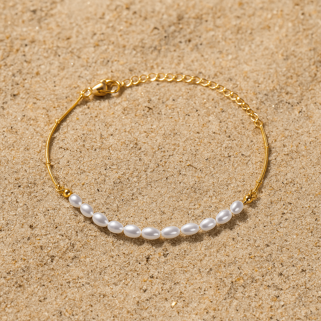 Credenza Bracelet – White Pearls and Gold or Silver Plating