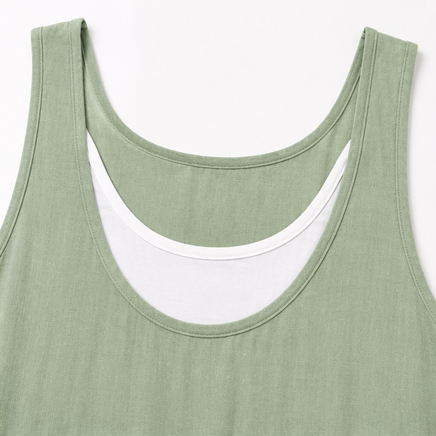 Breezella – Layered Summer Swing Dress, Sleeveless Two-Piece-like Design