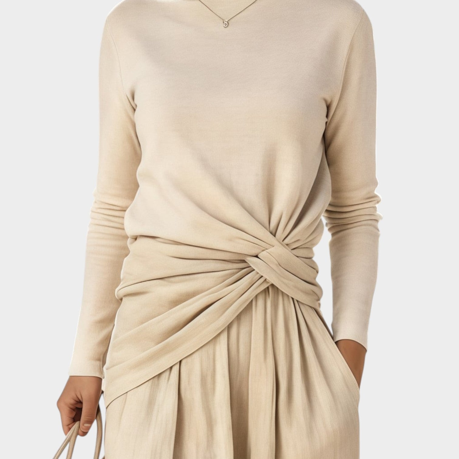 Elegant Set with Twisted Waist and Wide Leg