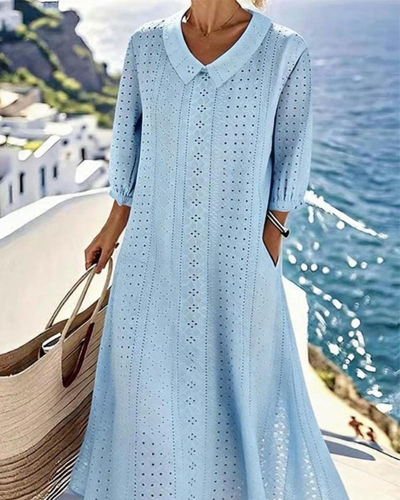AUTUMN – ELEGANT MIDI DRESS WITH EMBROIDERY DETAILS