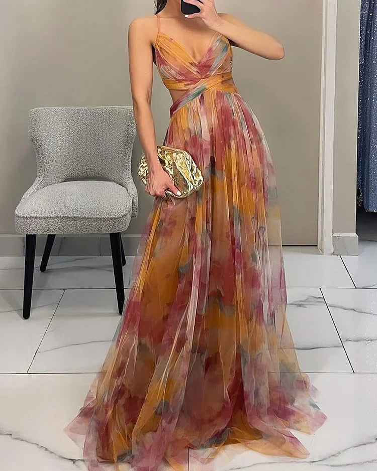 Sophia | Elegant Halter Print Dress