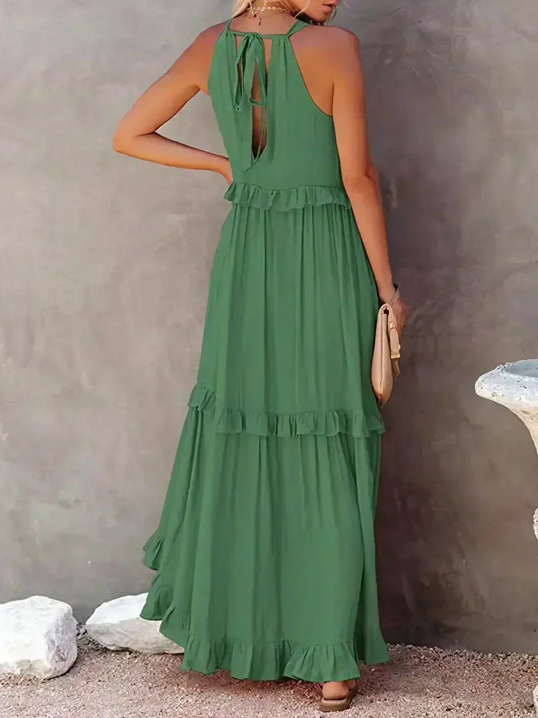 Ilona - Halterneck Dress With Ruffles and Maxi Pockets