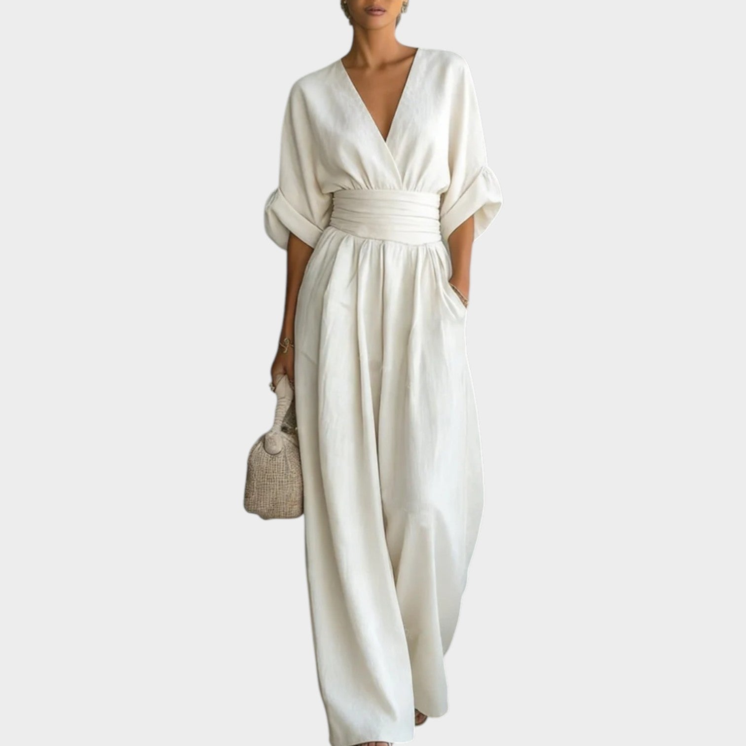 Wide Leg Draped Jumpsuit