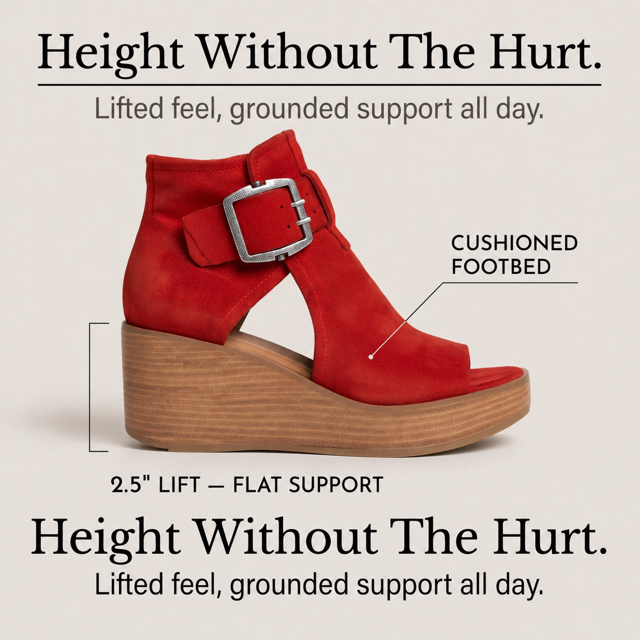 Elsera – Peep-Toe Platform Wedges with Buckle Detail