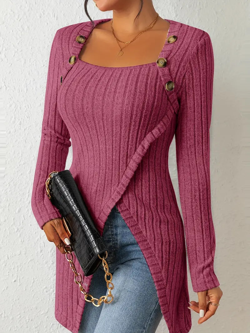 WANDA I ASYMMETRICAL KNIT TOP