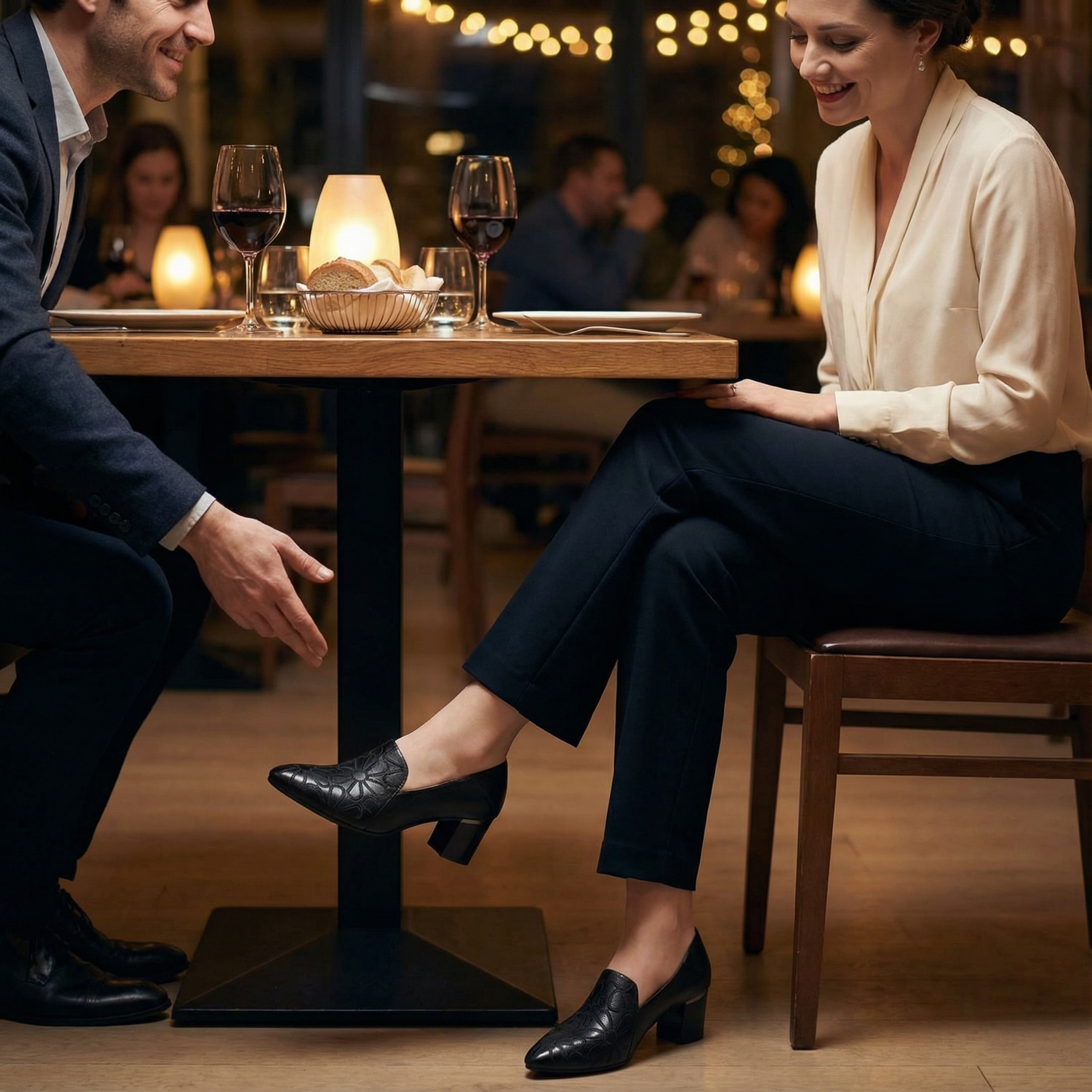 Floressa - Women's embroidered leather pumps with cushioned heel