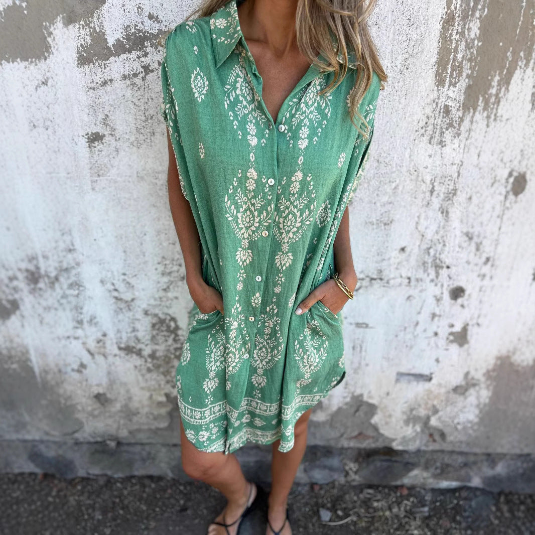 Sue - Casual Loose-Fit Dress with Short Sleeves