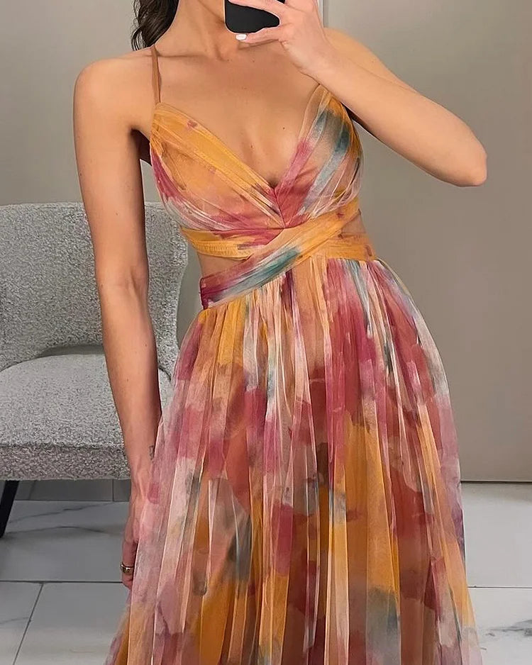 Sophia | Elegant Halter Print Dress
