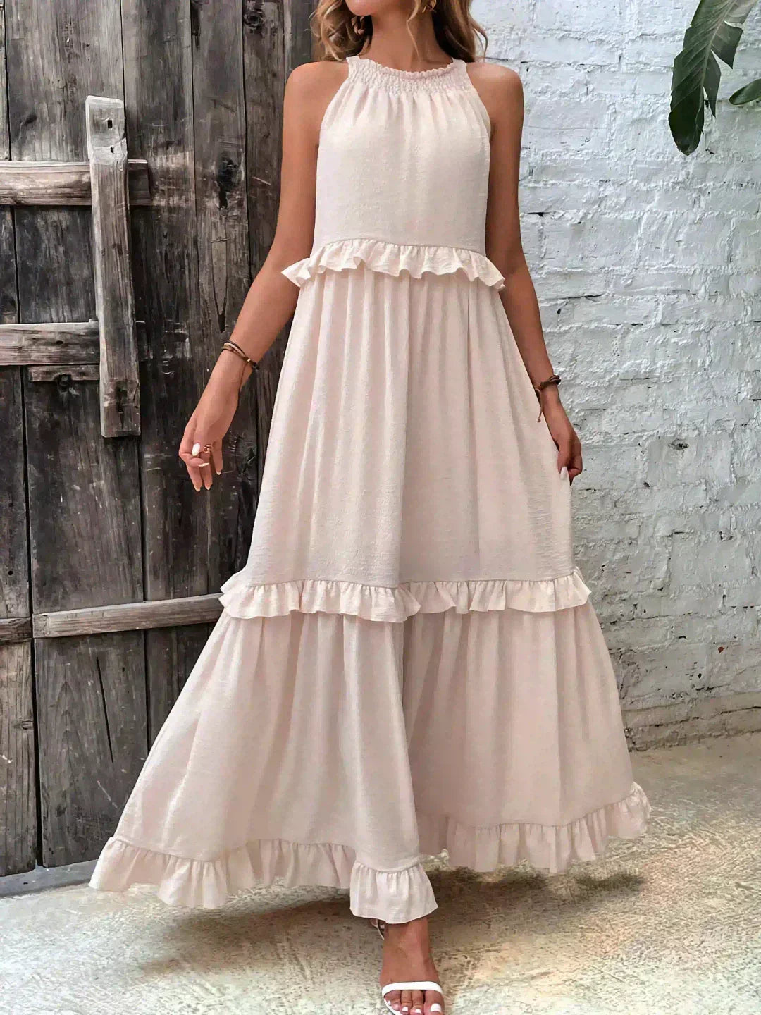 Landry - Chic Ruffle Trim Sleeveless Dress