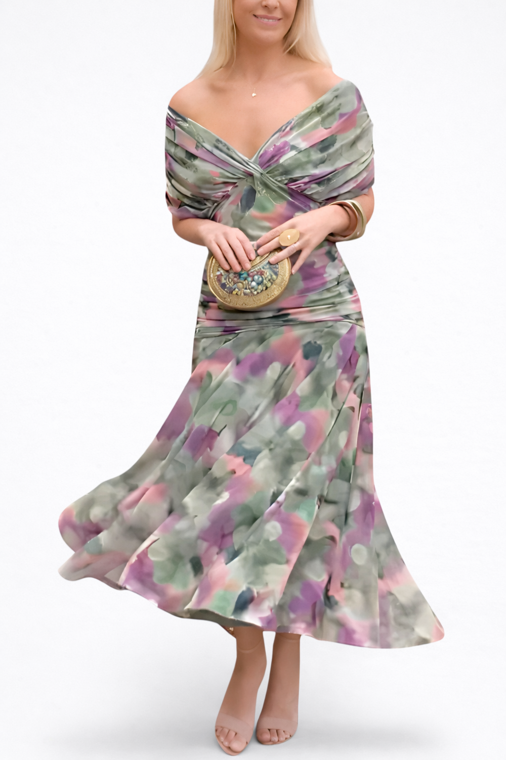 Velora™ | Long Floral Dress with V-Neck