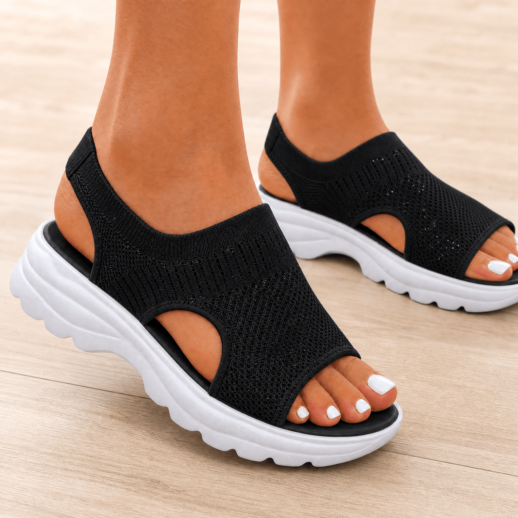 Caluna – Cushioned Slip-On Platform Sandals