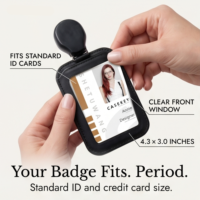Carden – Retractable faux leather badge holder