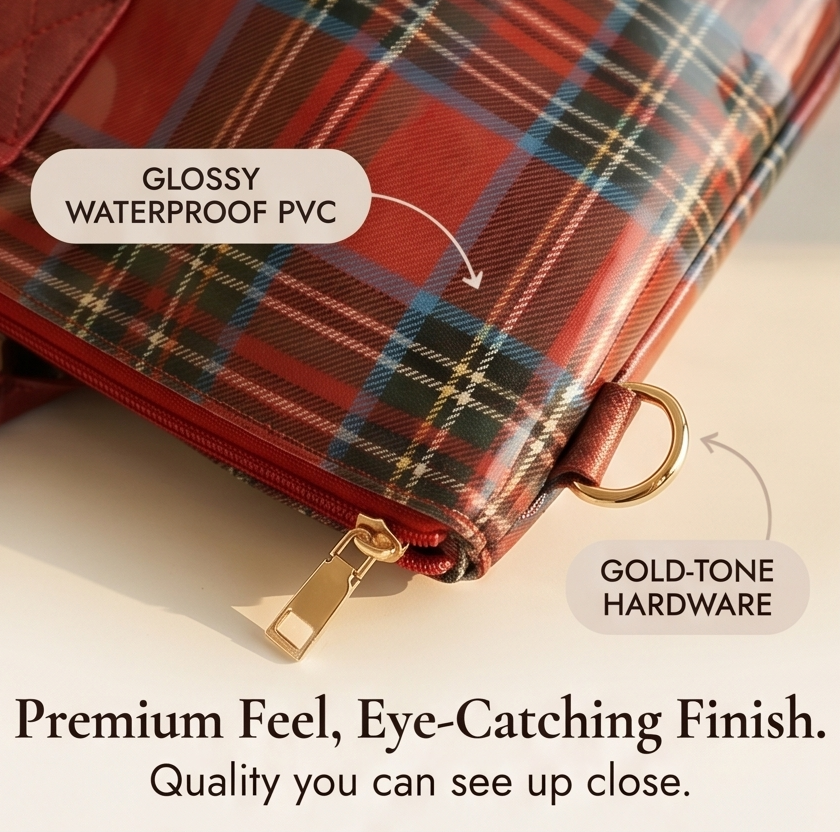 Carroway – Glossy Checkered Tote Bag