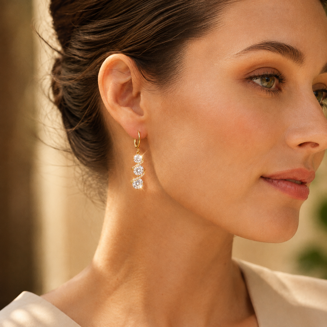 Lucienne – Asymmetric Spiral Crystal Drop Earrings