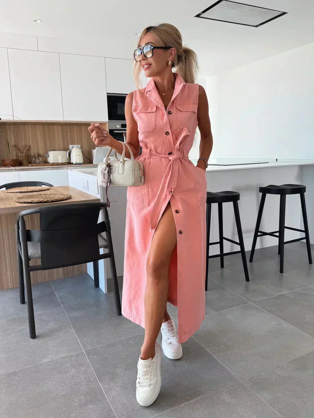 Maxi Denim Dress - Fluid and Timeless Cut