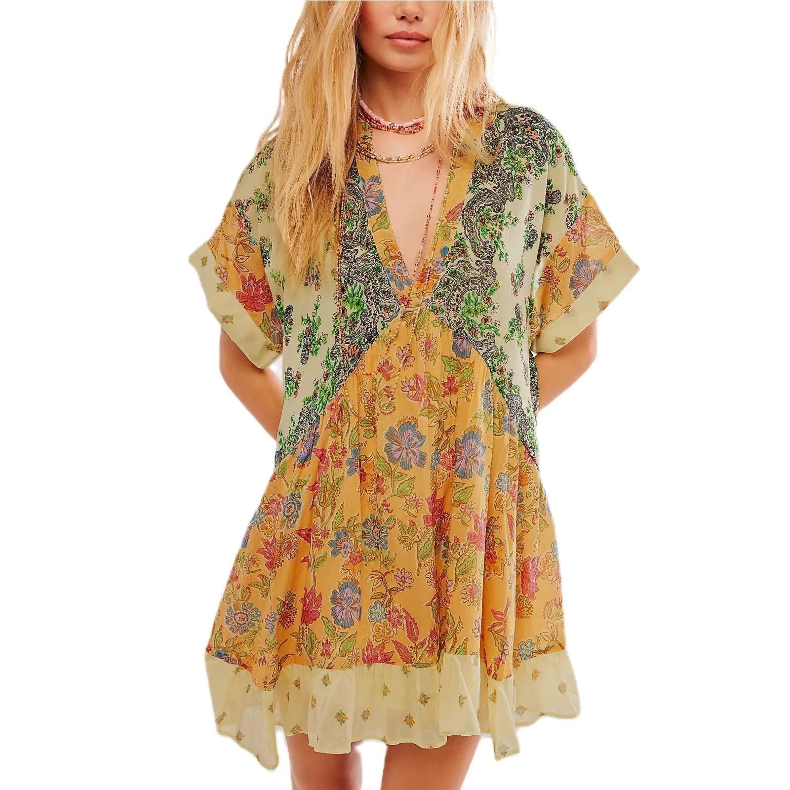 Bohemian Dress V-Neck - Timeless Elegance