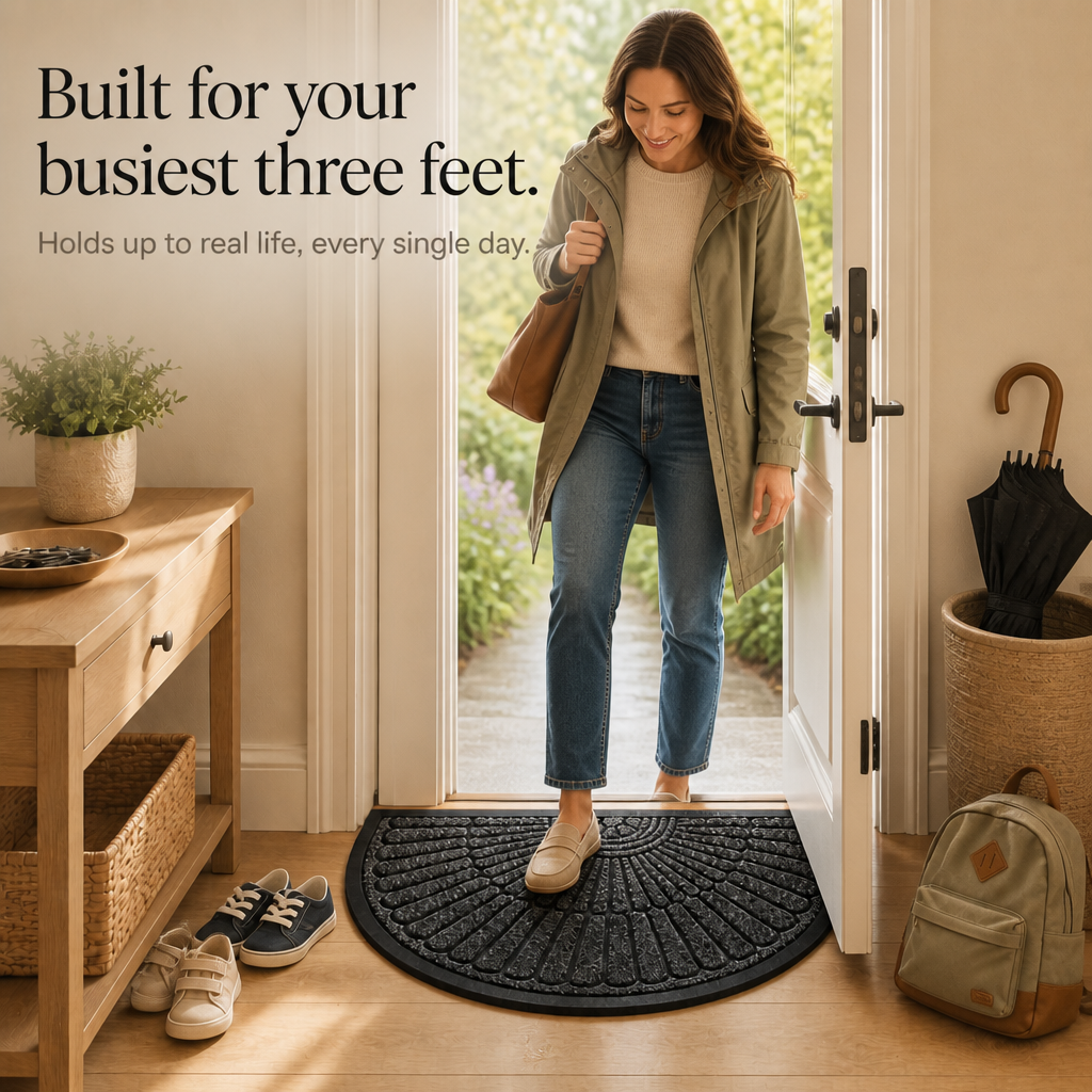 Curvella – Semi-Circular Non-Slip Entryway Door Mat