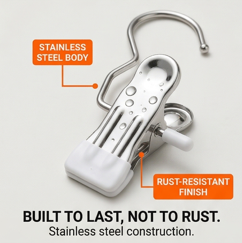 Clipvault – Stainless Steel Closet Clip Hooks (20 Pack)