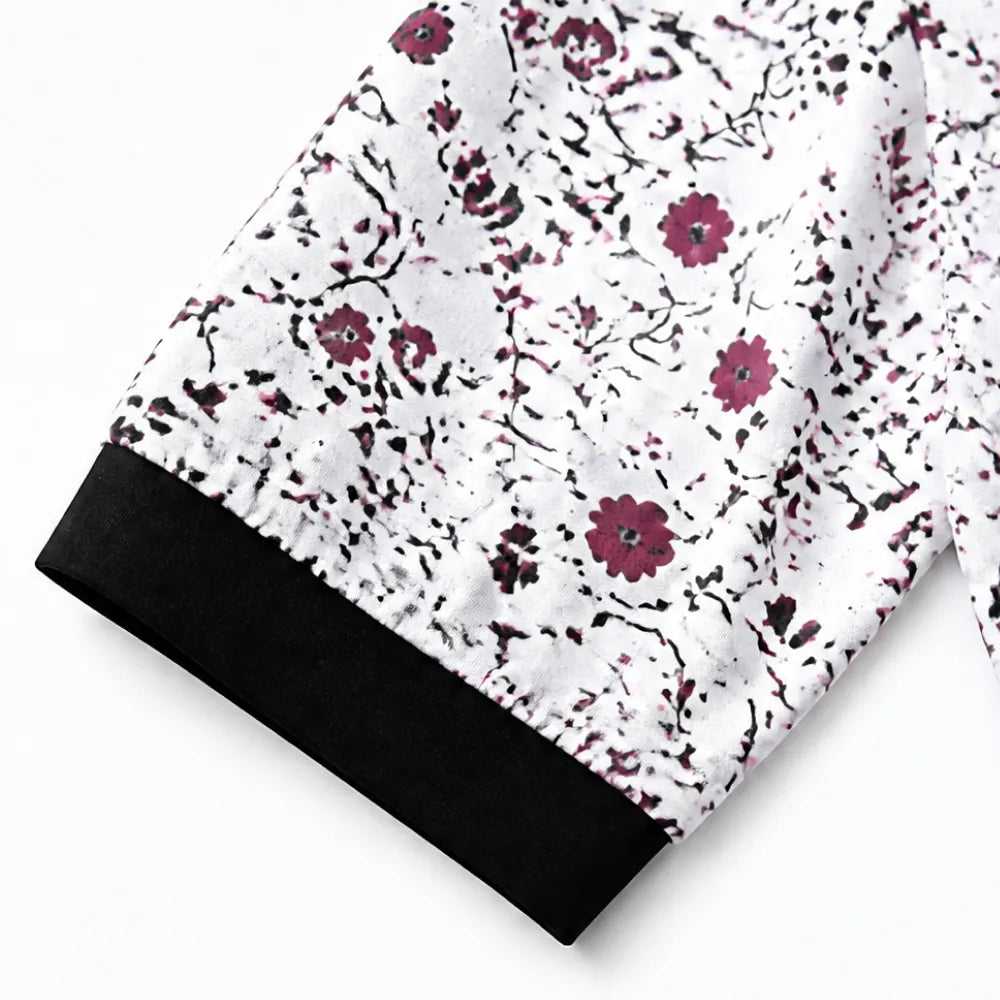 Evelora – Floral V-Neck Tunic Top with Button Yoke
