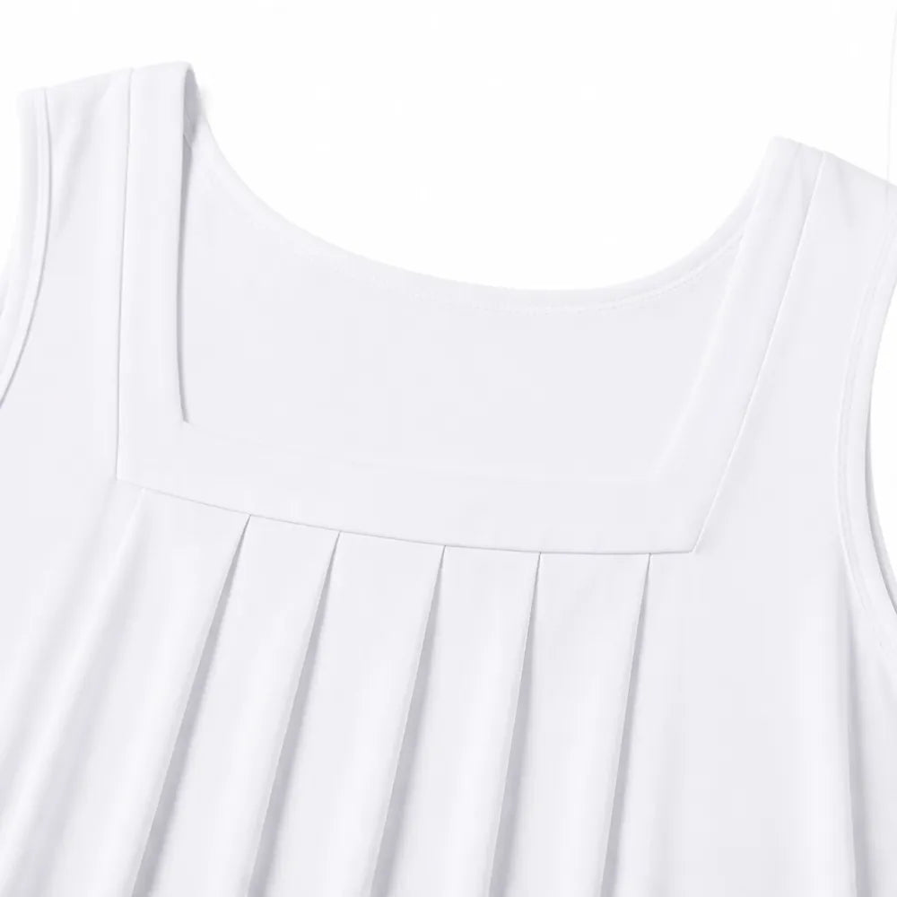 Bellara – Pleated Square Neck Tank Top for Women, Loose Fit Summer Blouse