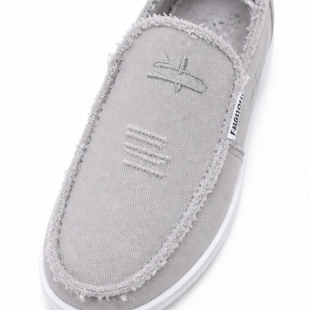 Breeza – Women's Distressed Canvas Slip-On Loafers with Frayed Edges