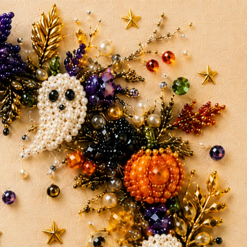 Beadory – Halloween Pearl-like Bead Craft Kit, Cozy Wall Art DIY