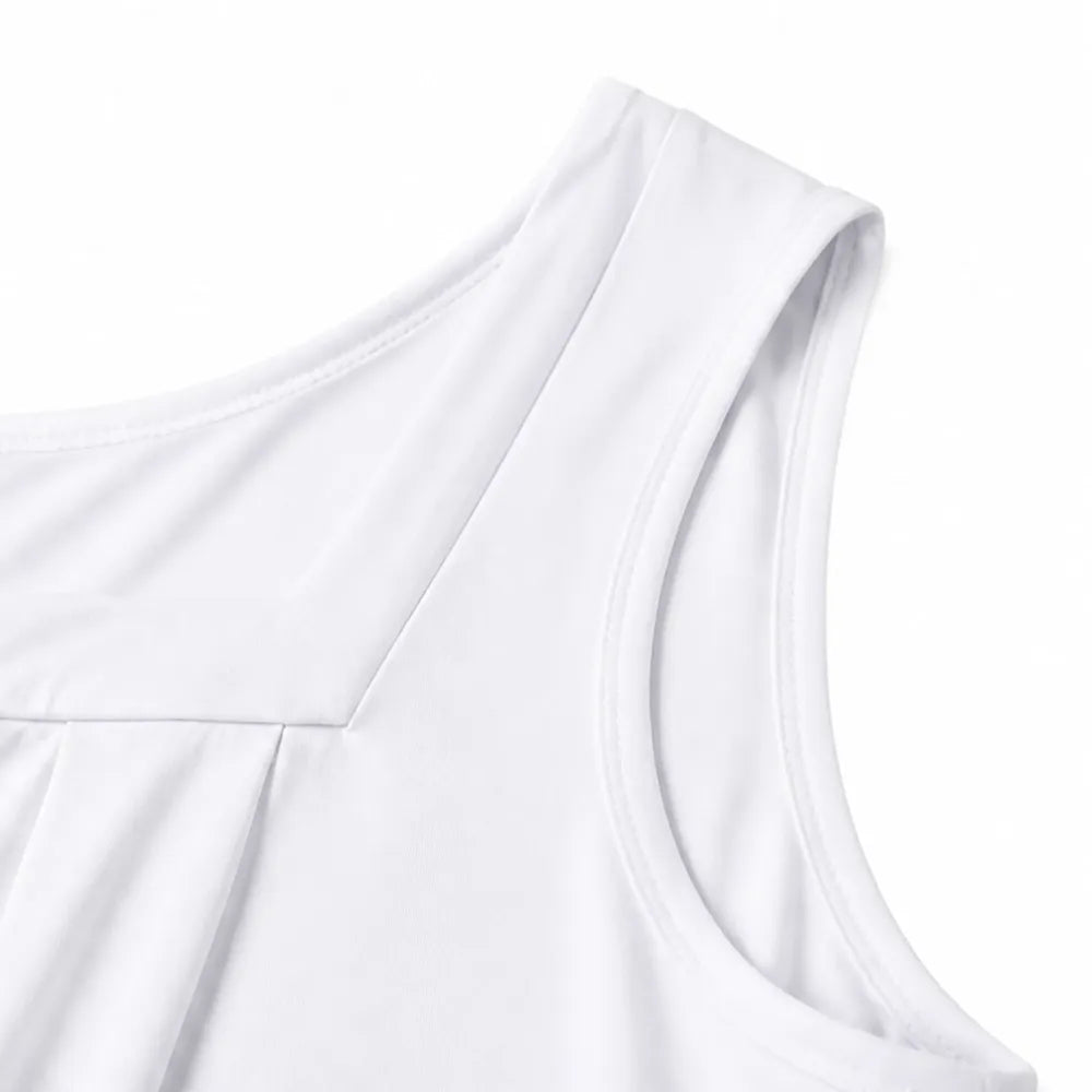 Bellara – Pleated Square Neck Tank Top for Women, Loose Fit Summer Blouse