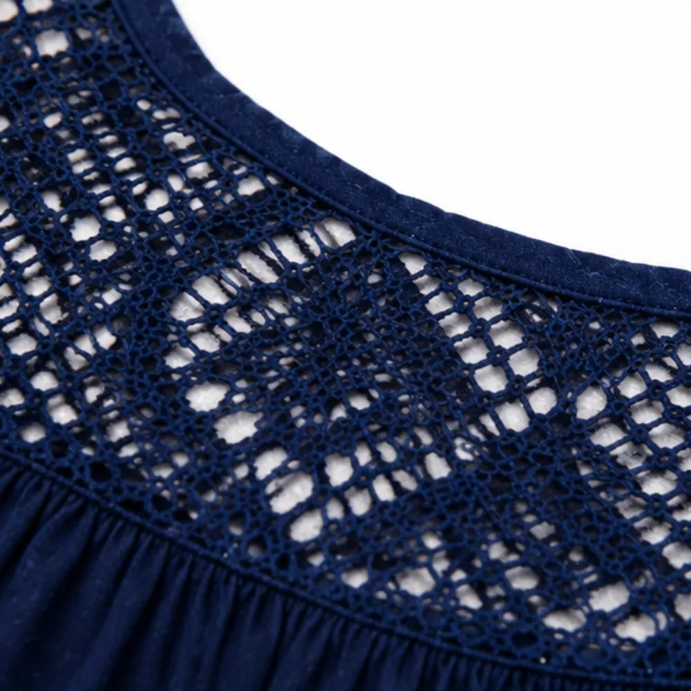 Islora – Sleeveless Lace Look-Yoke Summer Dress