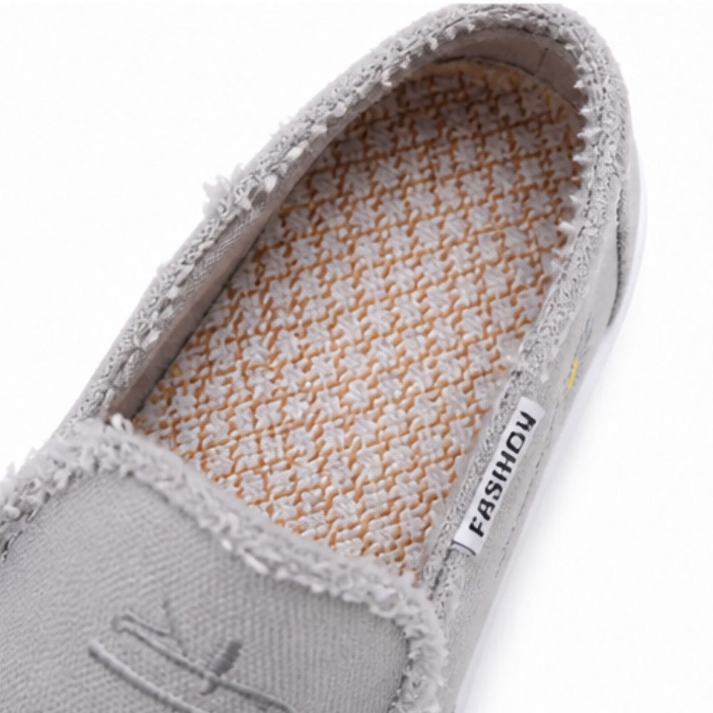 Breeza – Women's Distressed Canvas Slip-On Loafers with Frayed Edges