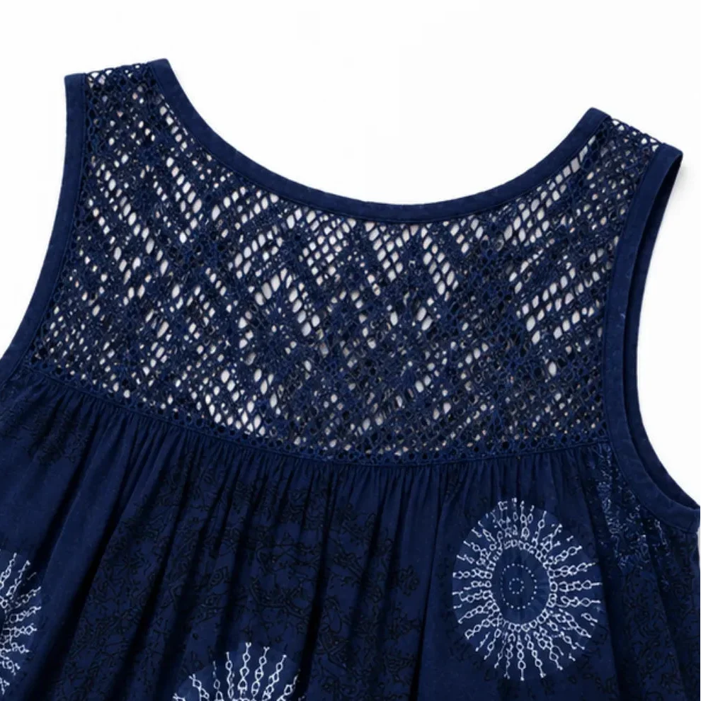 Islora – Sleeveless Lace Look-Yoke Summer Dress