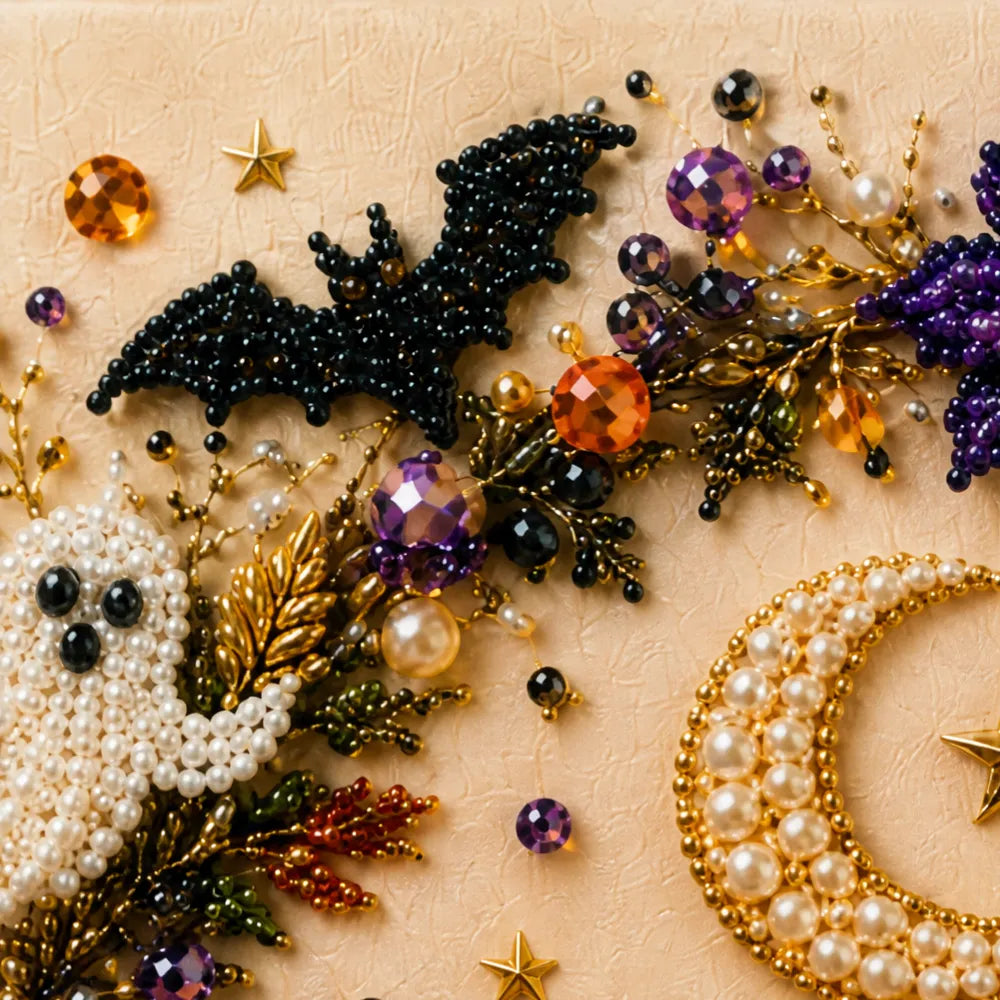 Beadory – Halloween Pearl-like Bead Craft Kit, Cozy Wall Art DIY