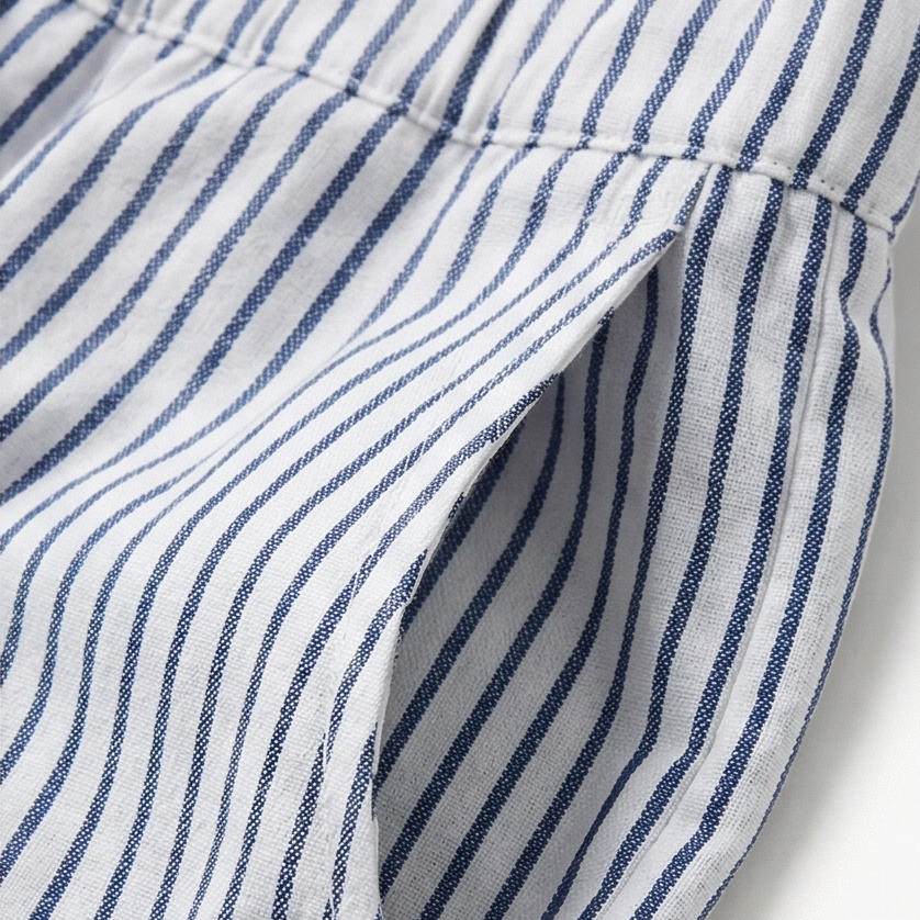 Coastlyn – Women's Striped Pants with Button Trim
