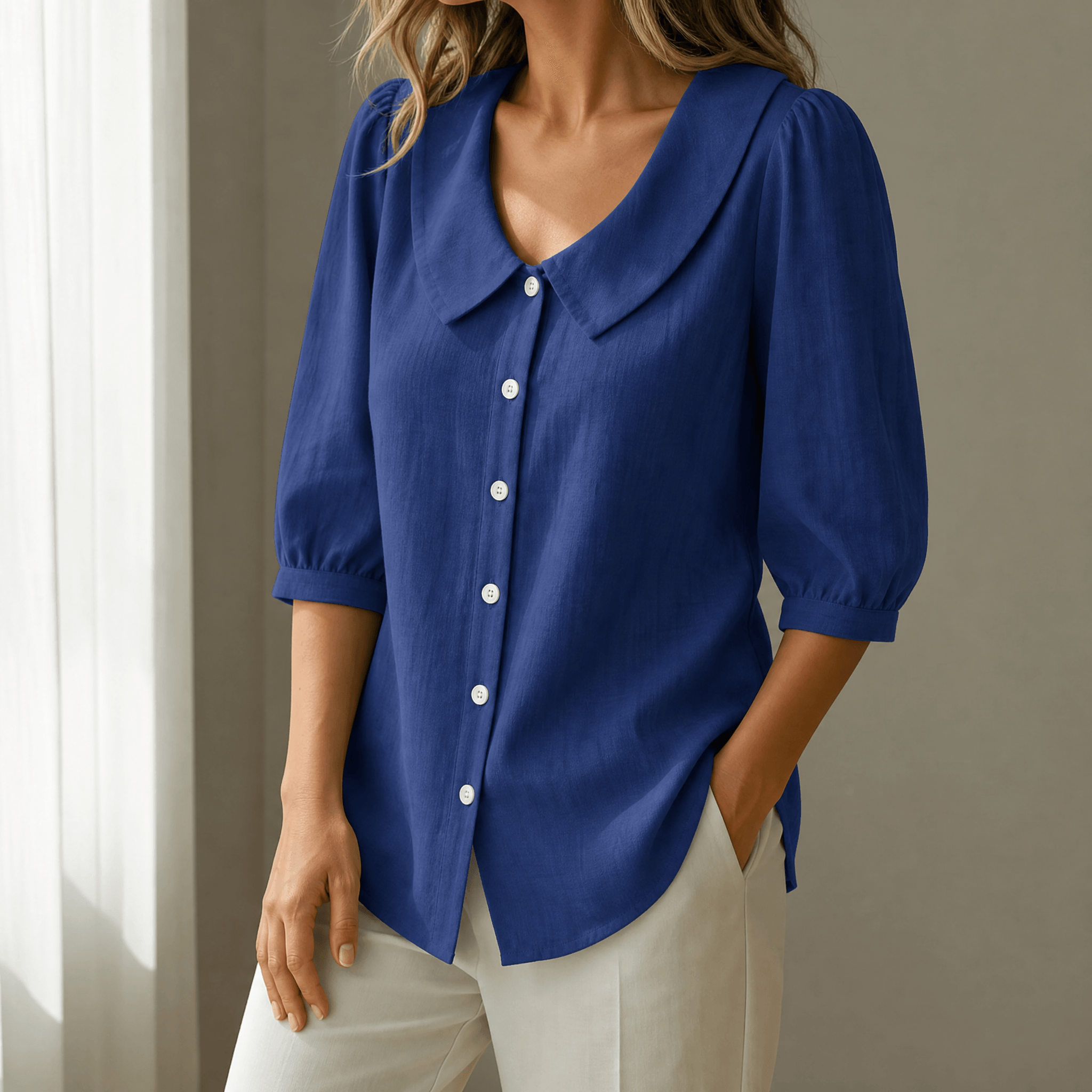 Collaré – Retro Peter Pan Collar Button Up Blouse