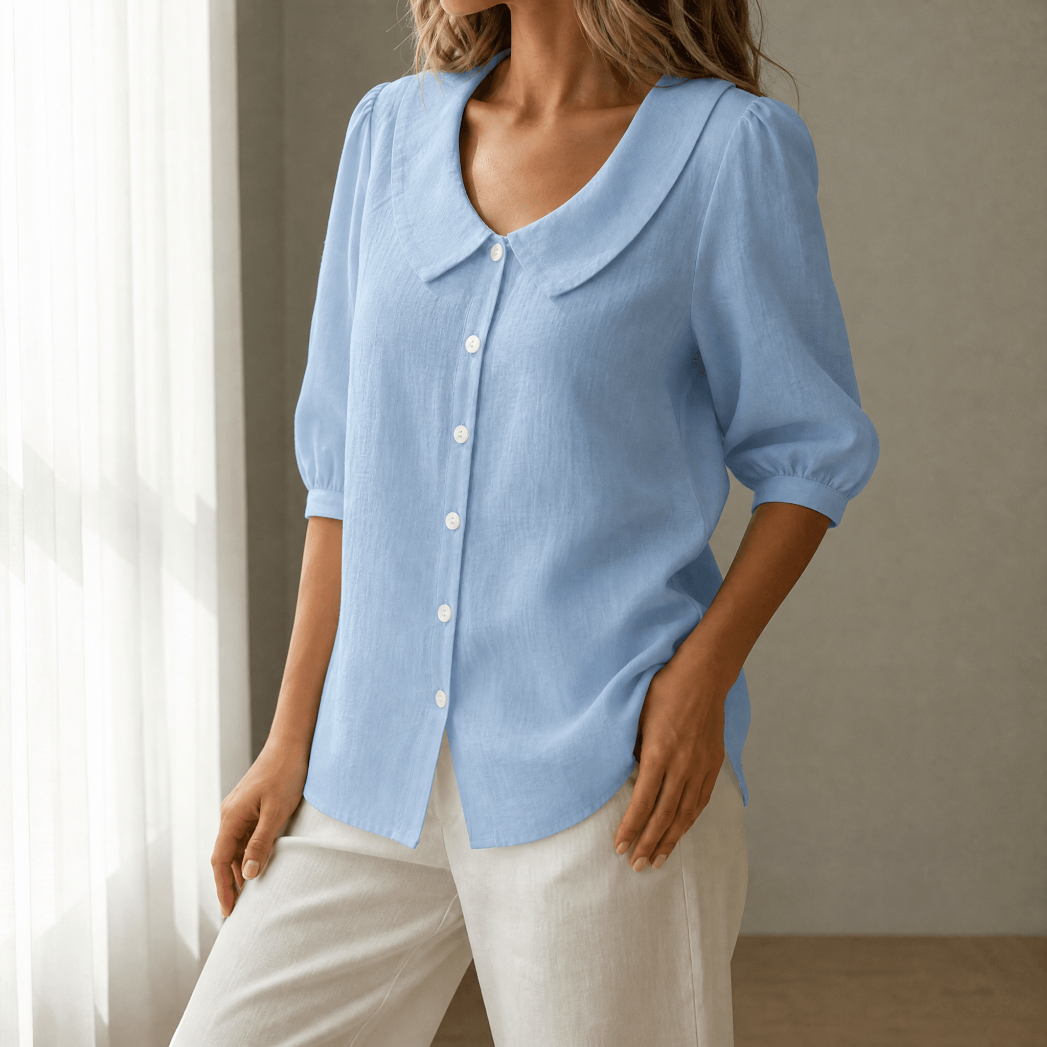 Collaré – Retro Peter Pan Collar Button Up Blouse