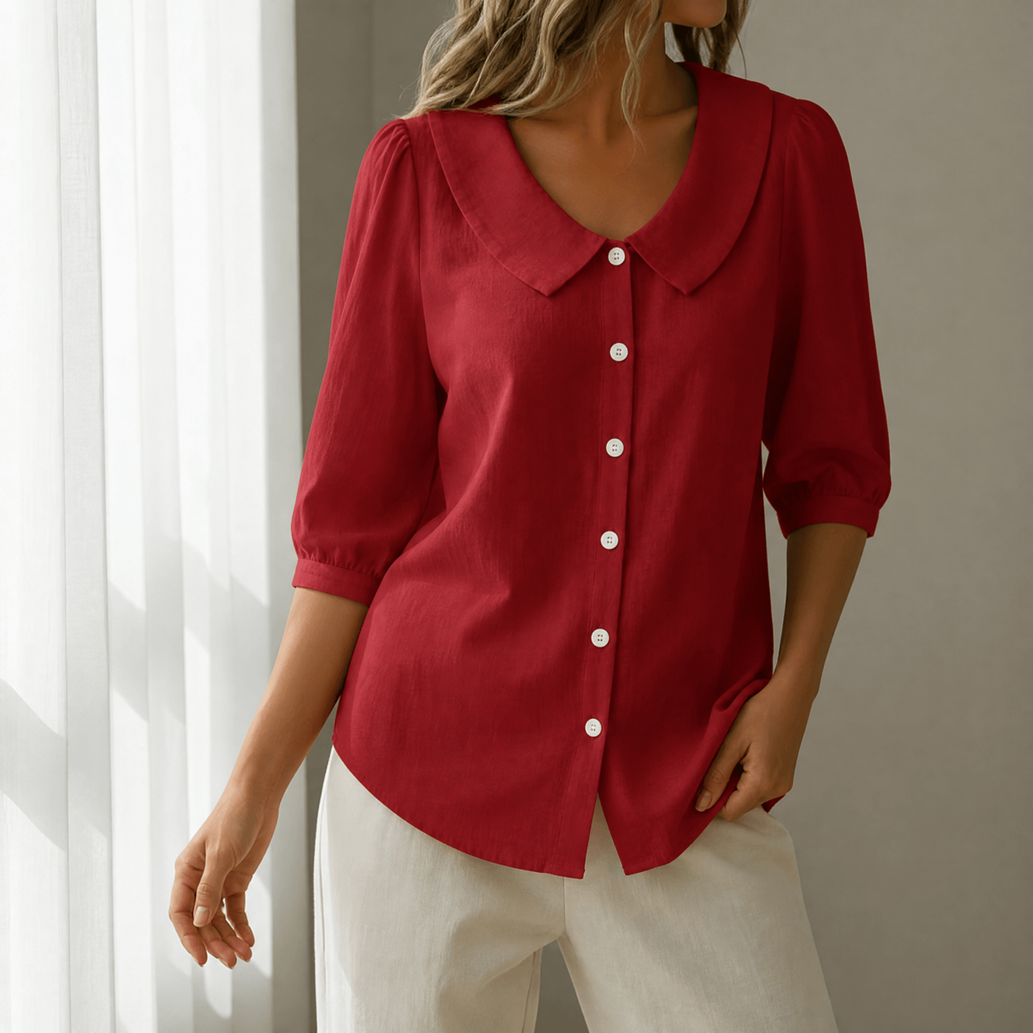 Collaré – Retro Peter Pan Collar Button Up Blouse