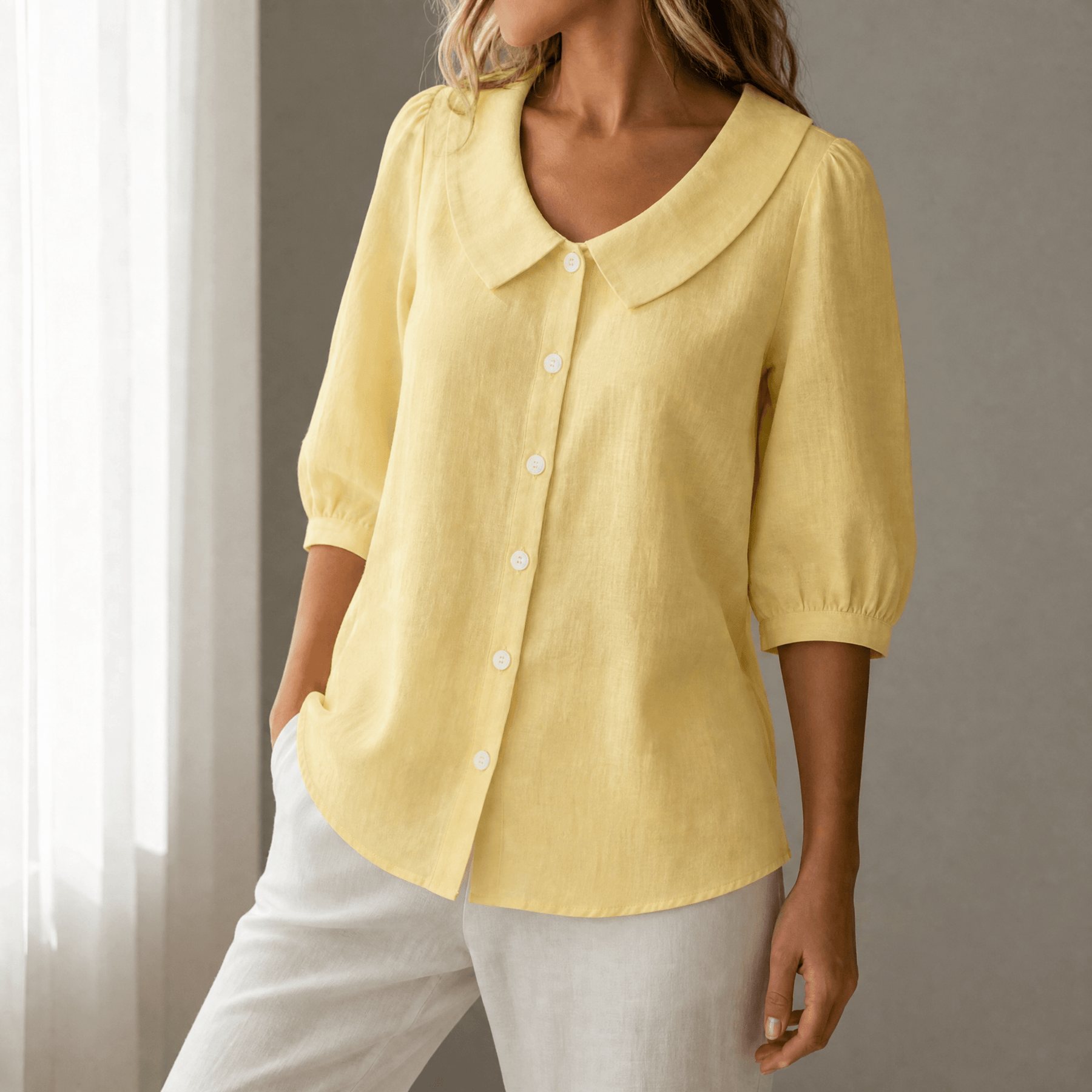 Collaré – Retro Peter Pan Collar Button Up Blouse