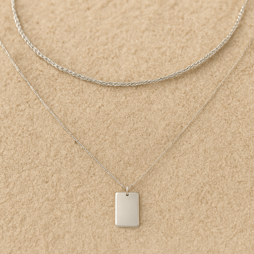 Brillantezza Necklace – Double Chain and Rectangular Pendant