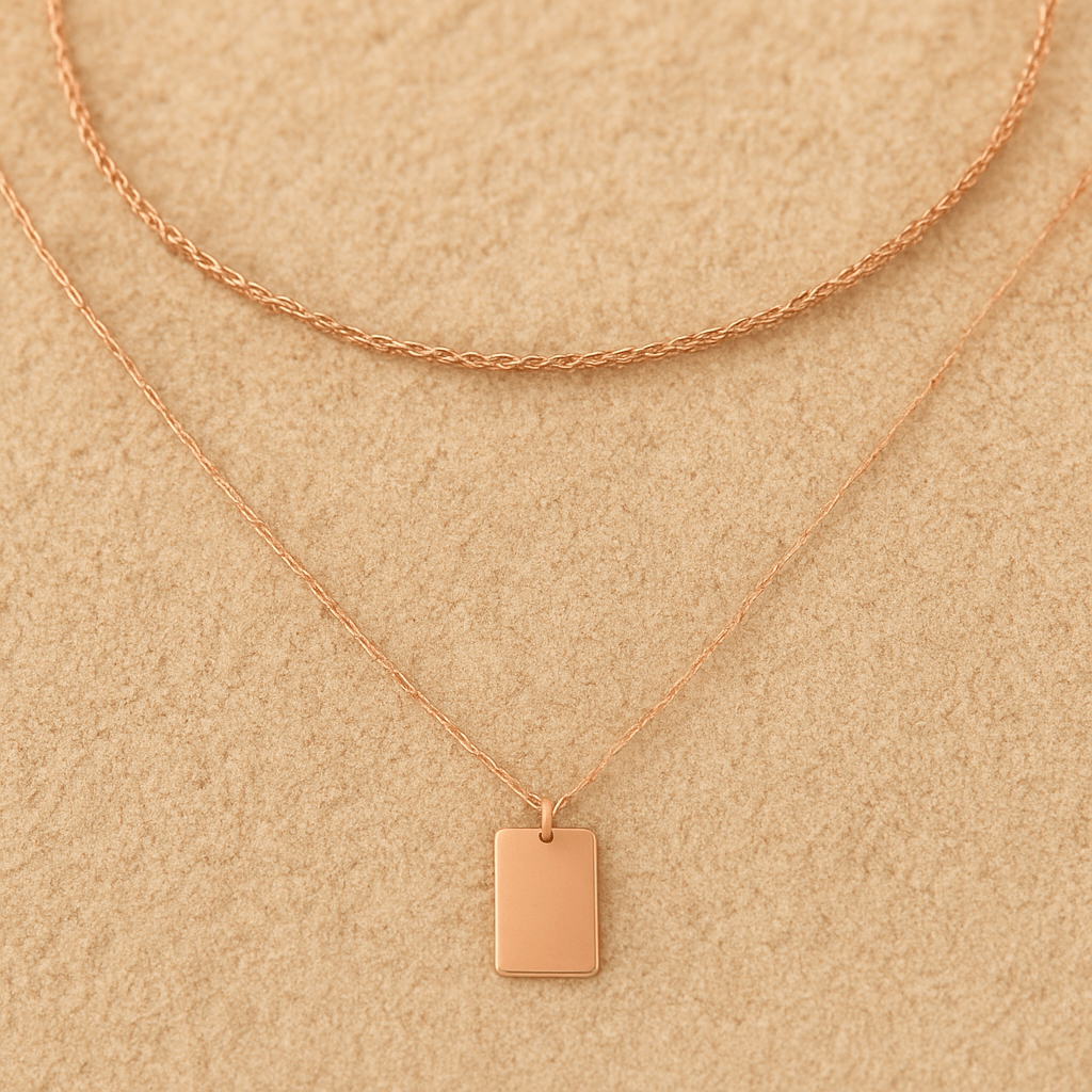 Brillantezza Necklace – Double Chain and Rectangular Pendant