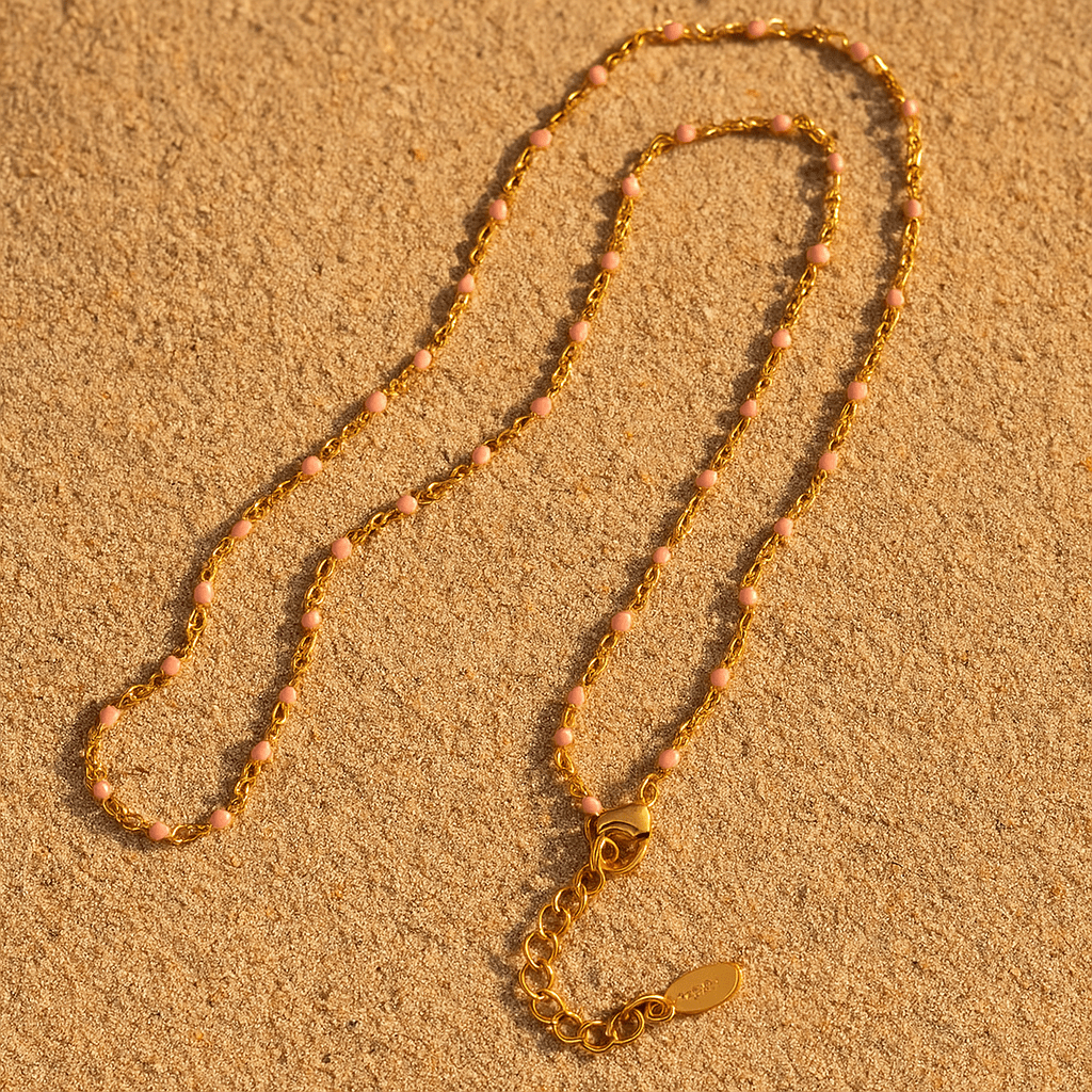 Camilla Necklace – 18k Gold Plated and Enamel Pearls