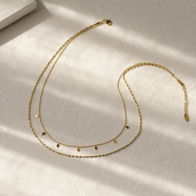 Paola Necklace – Double Row 18k Gold Plated
