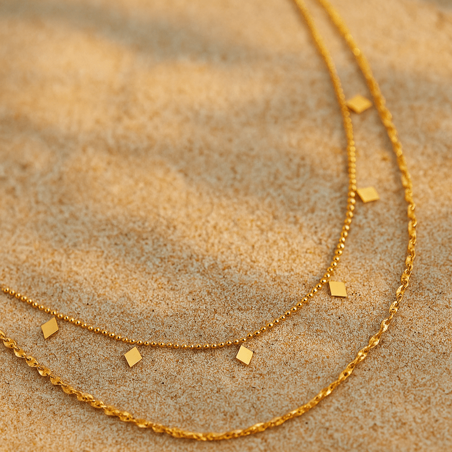 Paola Necklace – Double Row 18k Gold Plated