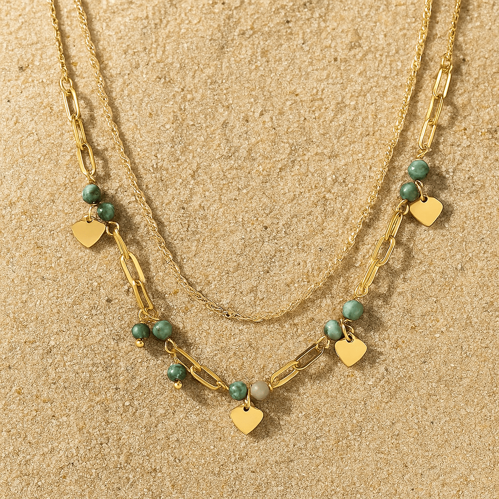Lightness Necklace – Double chain and natural pearls