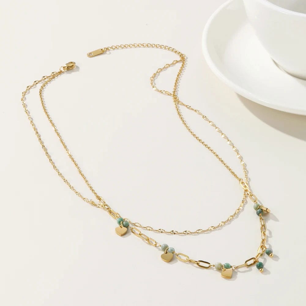 Lightness Necklace – Double chain and natural pearls