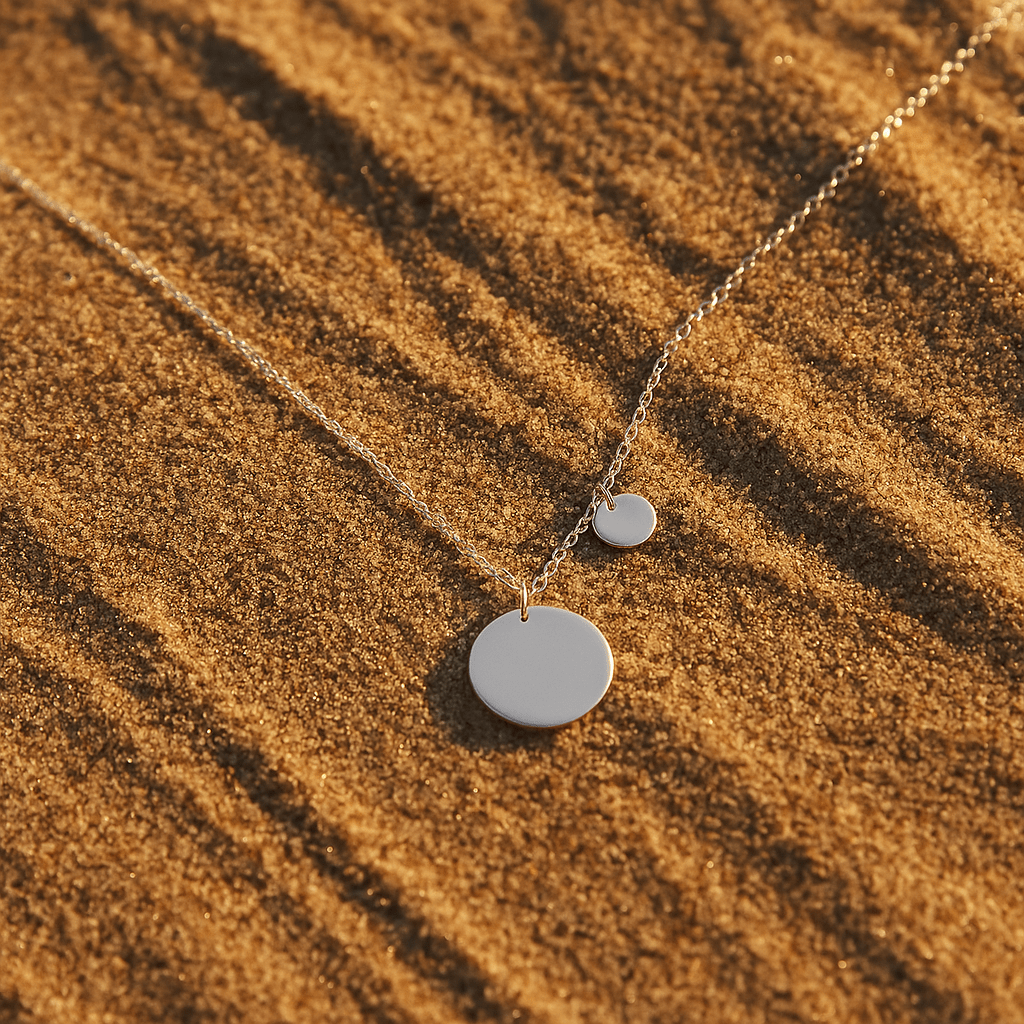 Melodia Necklace – Silver-Plated Steel and Duo of Smooth Medals