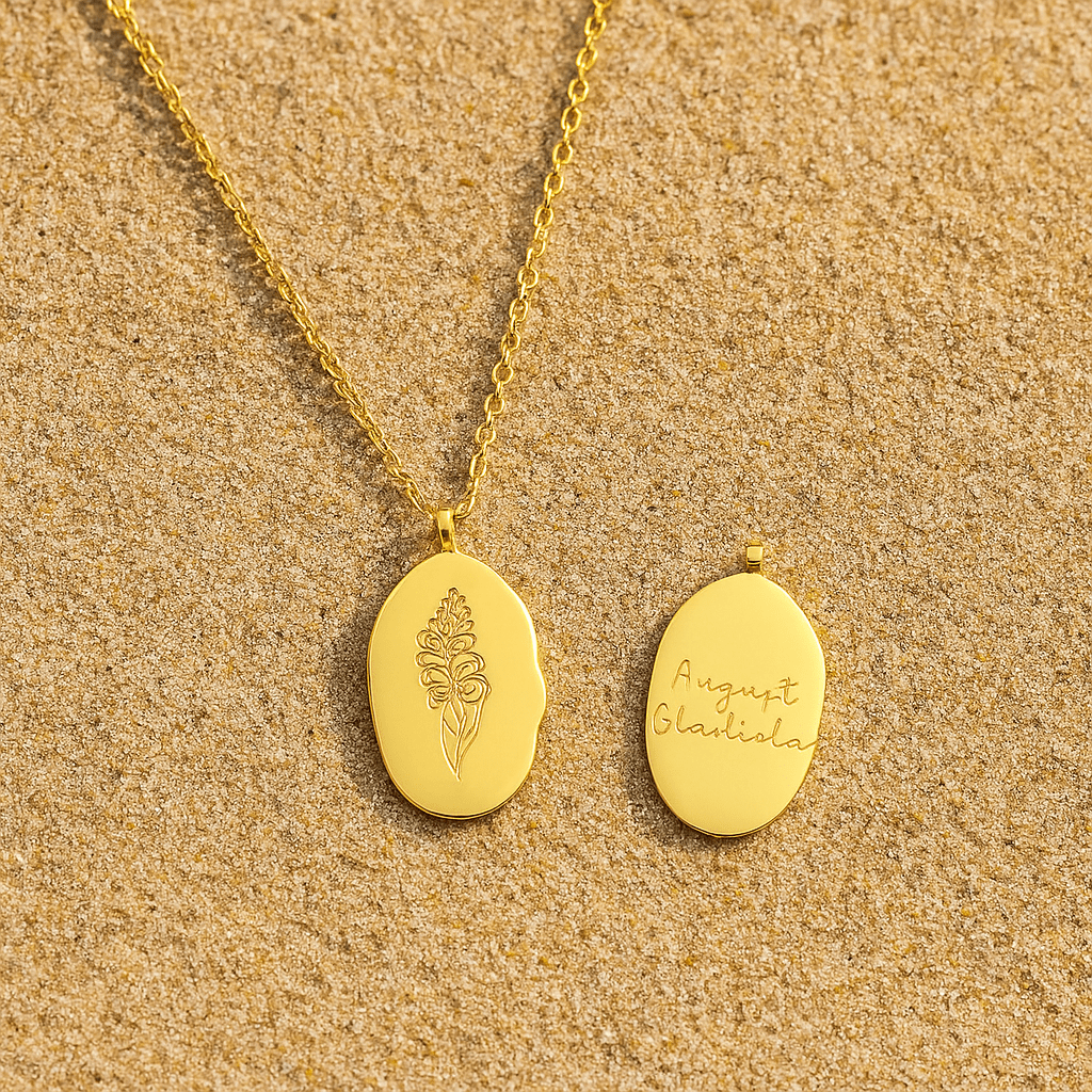 Spring Collar – Engraved Medallion and Flower of the Month