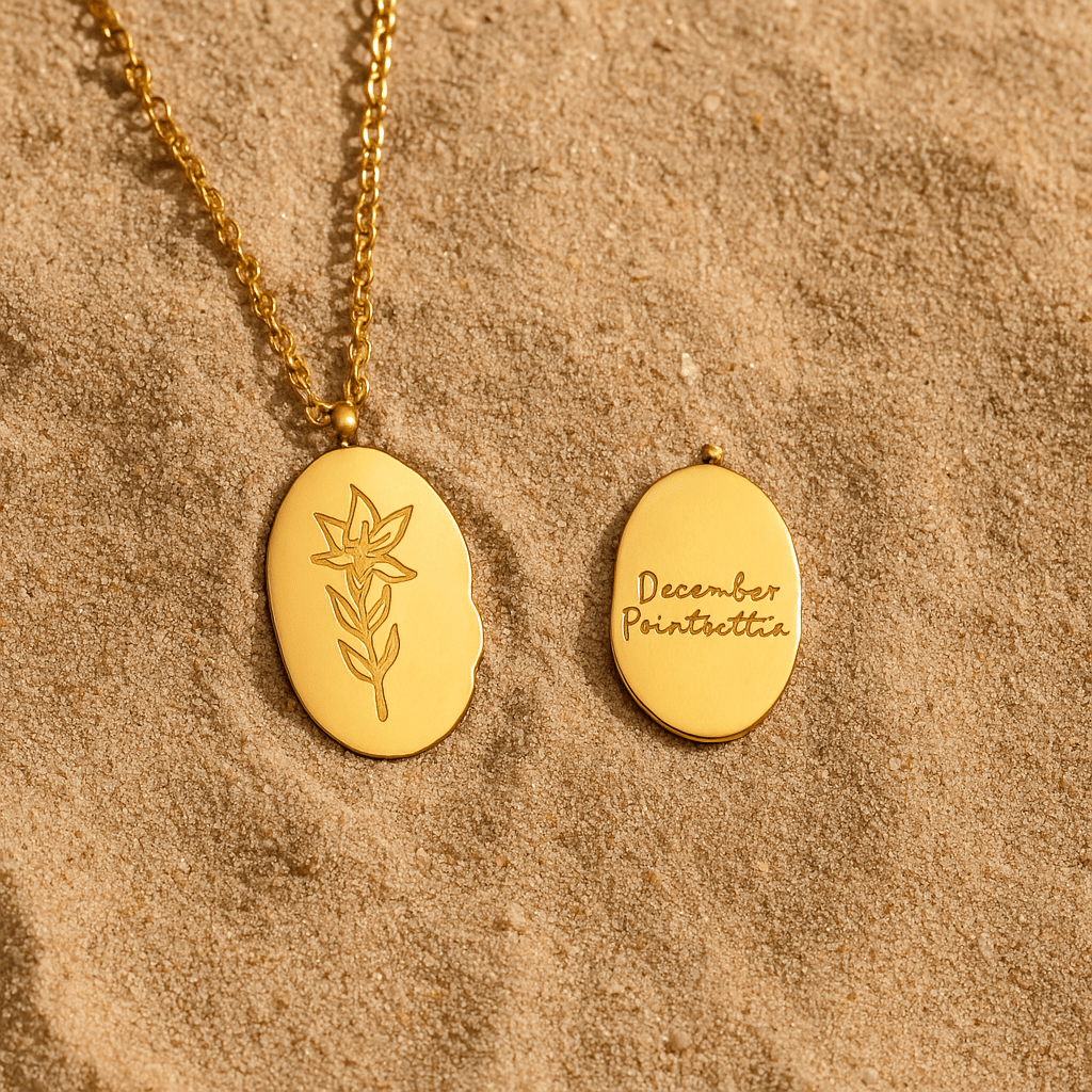 Spring Collar – Engraved Medallion and Flower of the Month