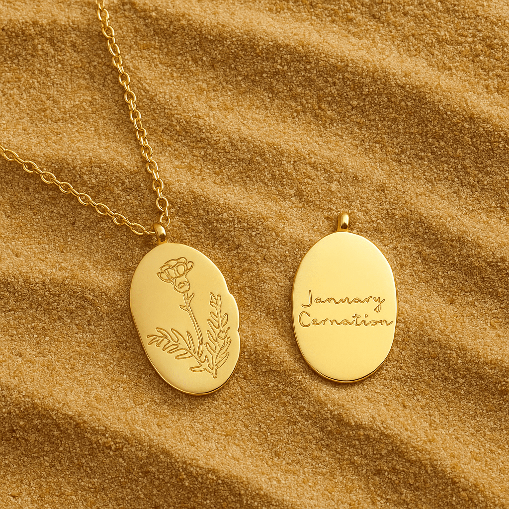 Spring Collar – Engraved Medallion and Flower of the Month