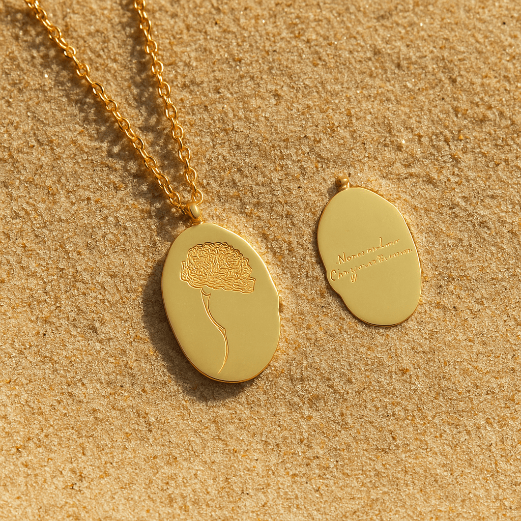 Spring Collar – Engraved Medallion and Flower of the Month