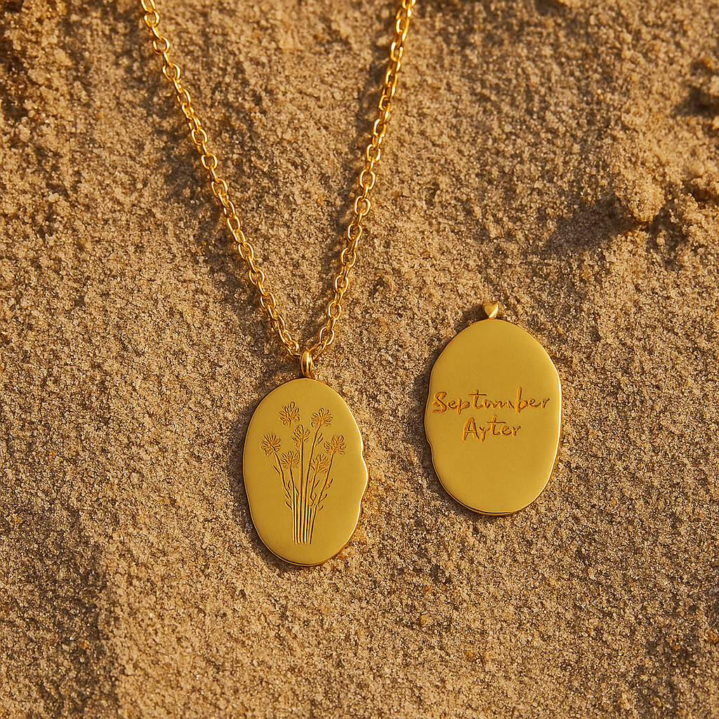 Spring Collar – Engraved Medallion and Flower of the Month