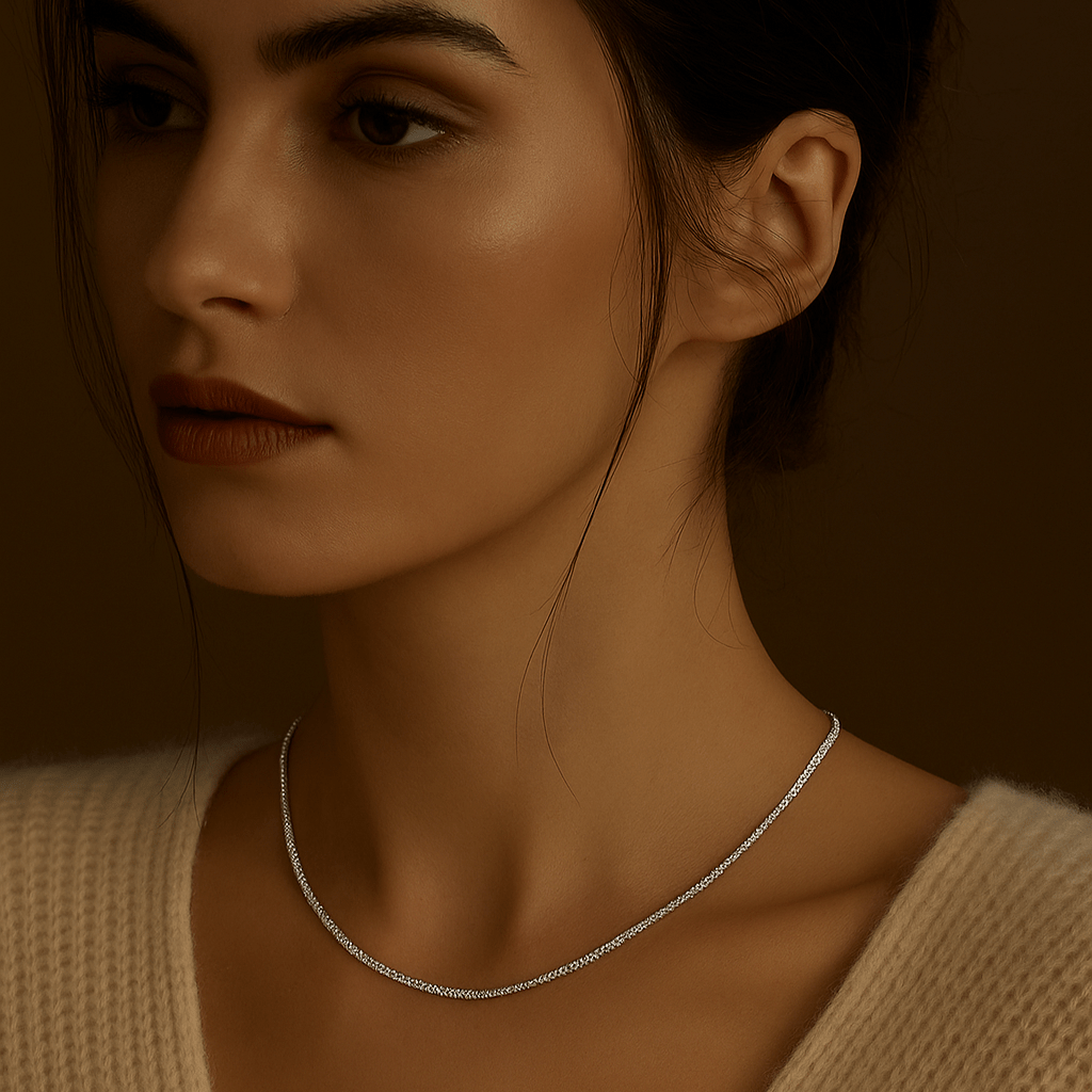 Incanto Necklace – 925 Silver and Diamond Mesh